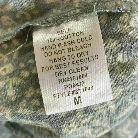 Storia green white floral smocked shirred ruffle cropped top women size medium - Picture 7 of 8